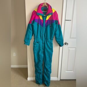 Vintage 90s Nevica Full Snow Ski Snowboard Suit Jumpsuit With Hood Size 40